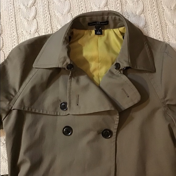 NEW GAP TRENCH COAT REMOVABLE INTERIOR VEST - CHARTREUSE LINING - RICH WARM TAN - Picture 8 of 16